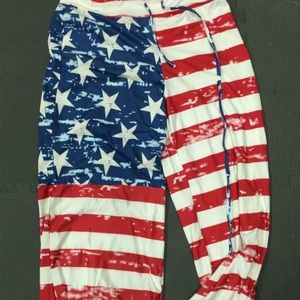 Boutique American flag pants size large. Two pairs